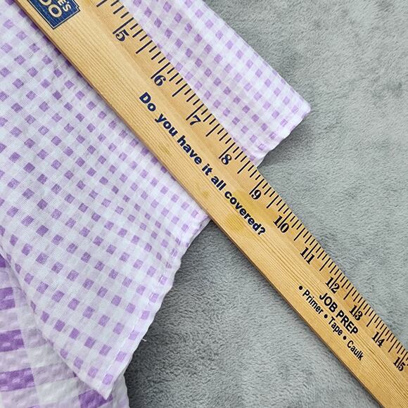 VTG Lati Fashion House Shirt Women LARGE Gingham Seersucker Pearl Snap Loungewea - Picture 8 of 10